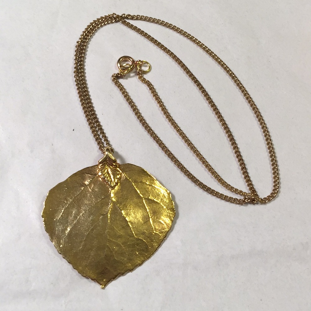 gold dipped aspen leaf necklace